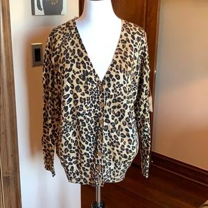 Leopard Button Down Sweater- NWT
